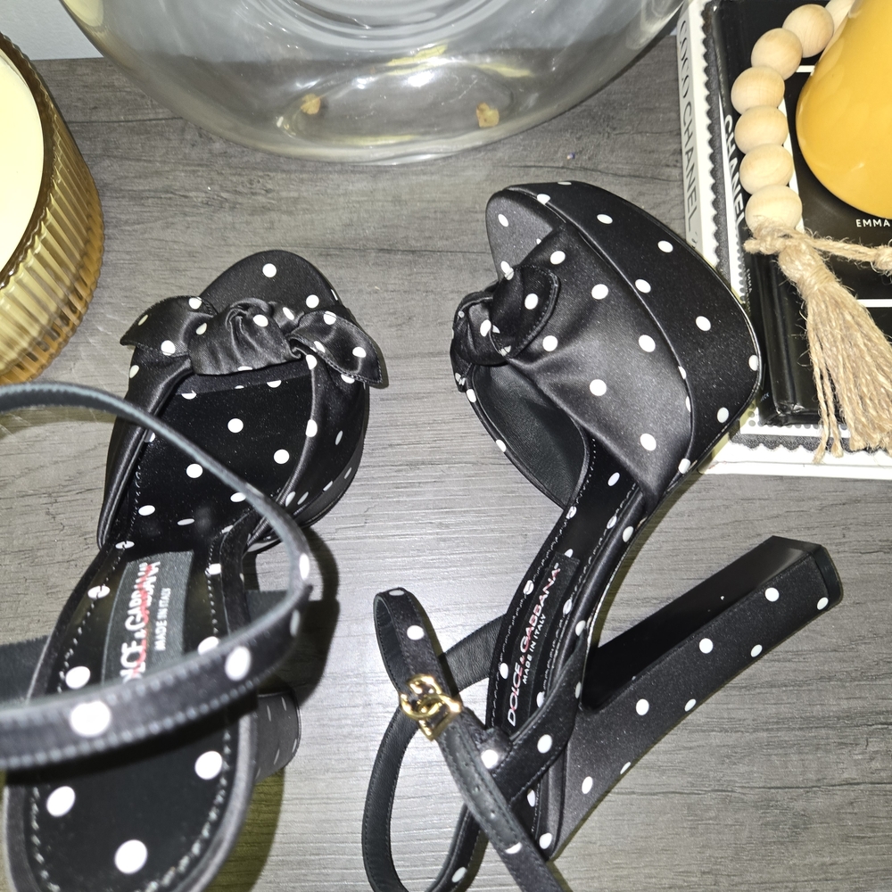 Dolce & Gabbana Black and White Polka Dot Heels - Picture 3 of 7